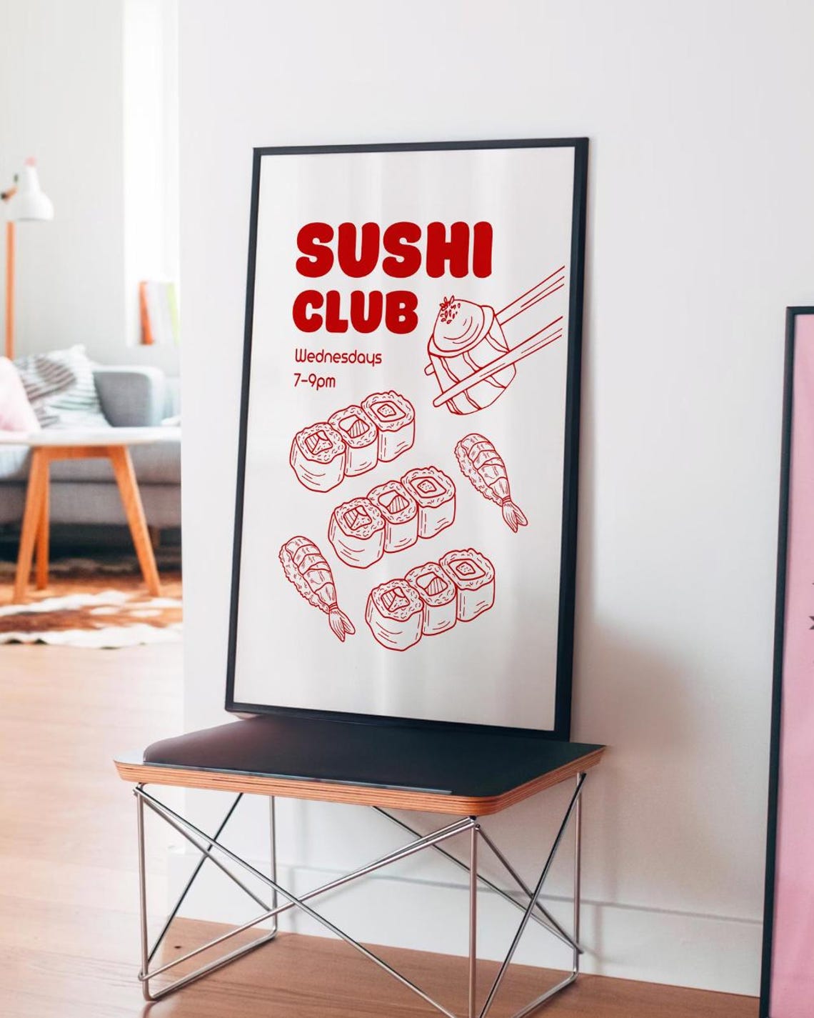 Sushi Club Wednesdays Red Sushi Rolls Dining Kitchen Art Poster - Image 2