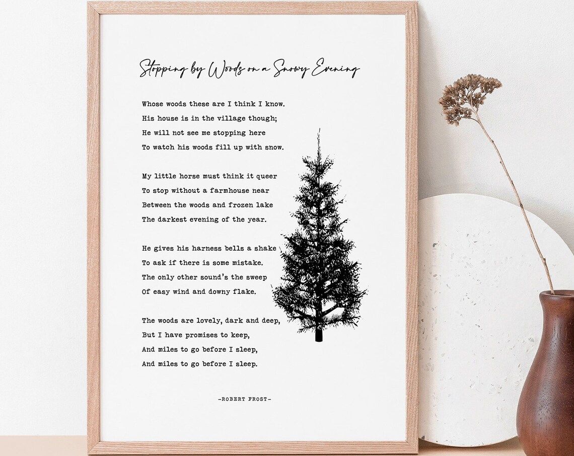 Stopping By Woods On A Snowy Evening, Winter Poster - Image 2