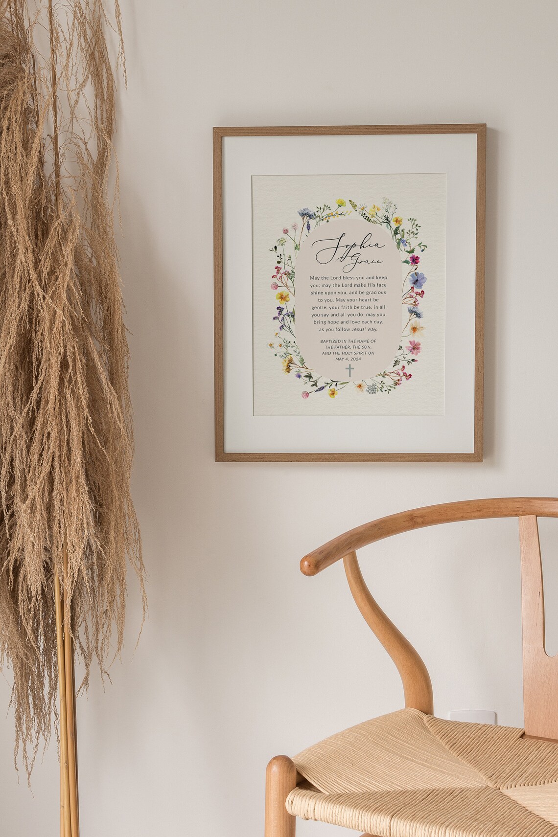 Personalised Wildflower Baptism Art Print - Image 2