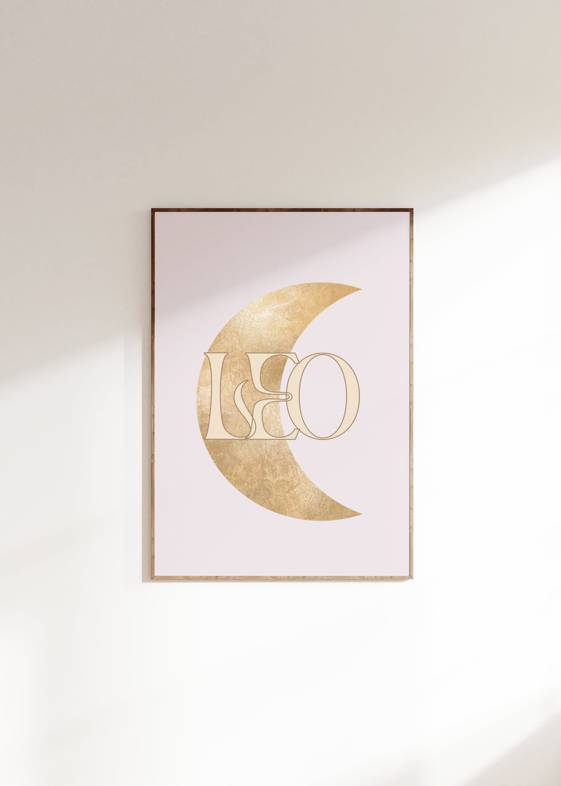 Leo Gold Crescent Moon Art Nouveau Blush Pink Zodiac Typography Poster - Image 5