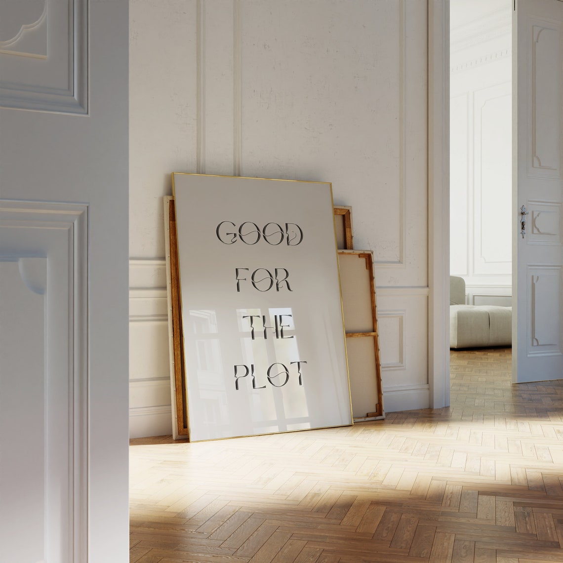 Good For The Plot Minimalist Thin Serif Chic White Quote Wall Art - Image 4