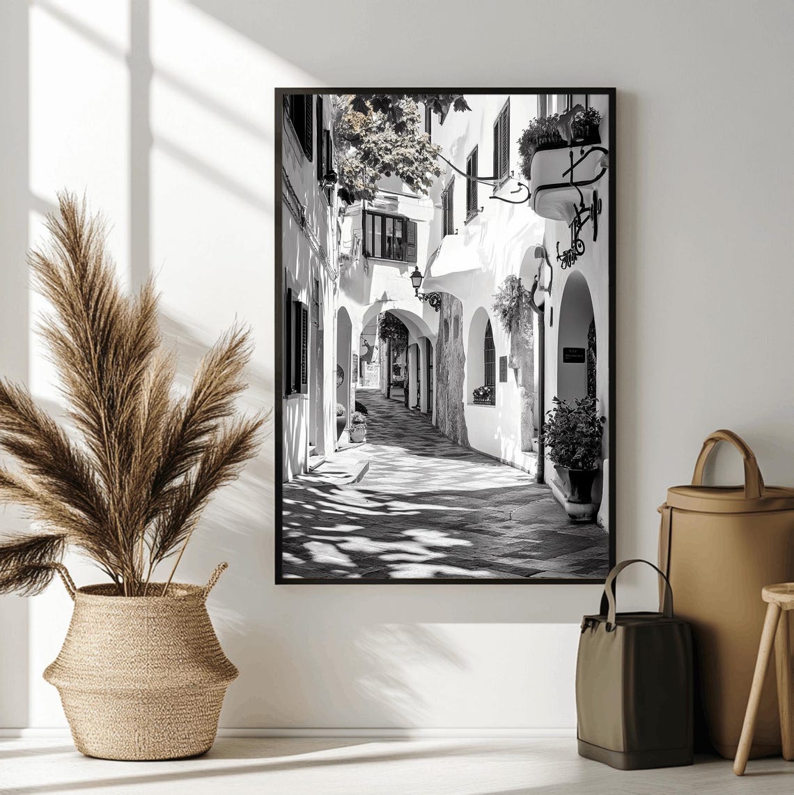 Italy Wall Art Black And White Italian Print Italian Landscape Print Mediterranean Travel Art Historic Italy Poster Architecture Photo - Image 2