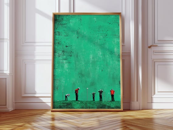 Golf Dad Wall Art Funny Poster For Fathers Day Gift Minimalist Sport Artwork Him Green Field
