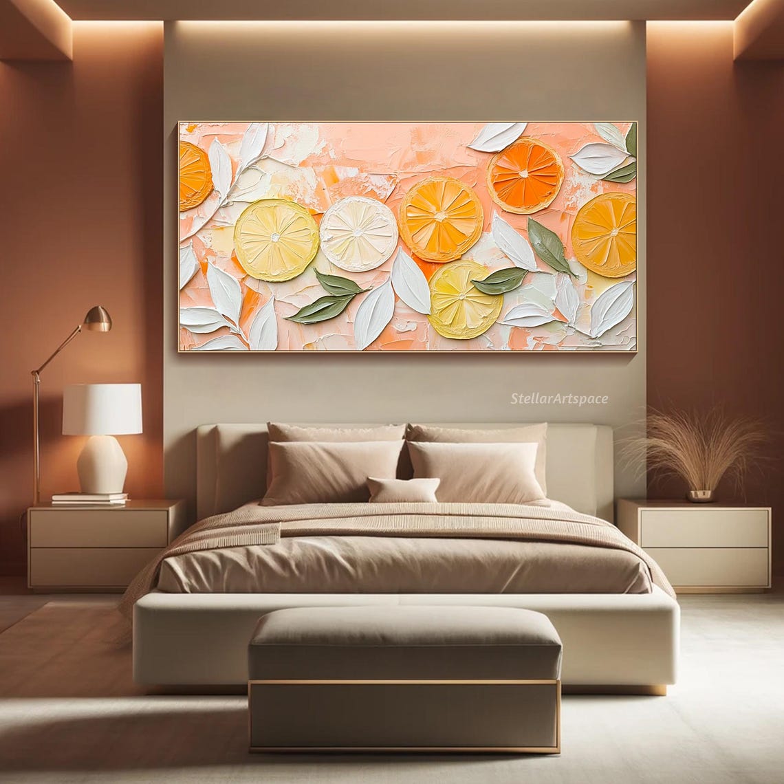Citrus Fruit Slices Orange Lemon Impasto Still Life Kitchen Art Poster - Image 4
