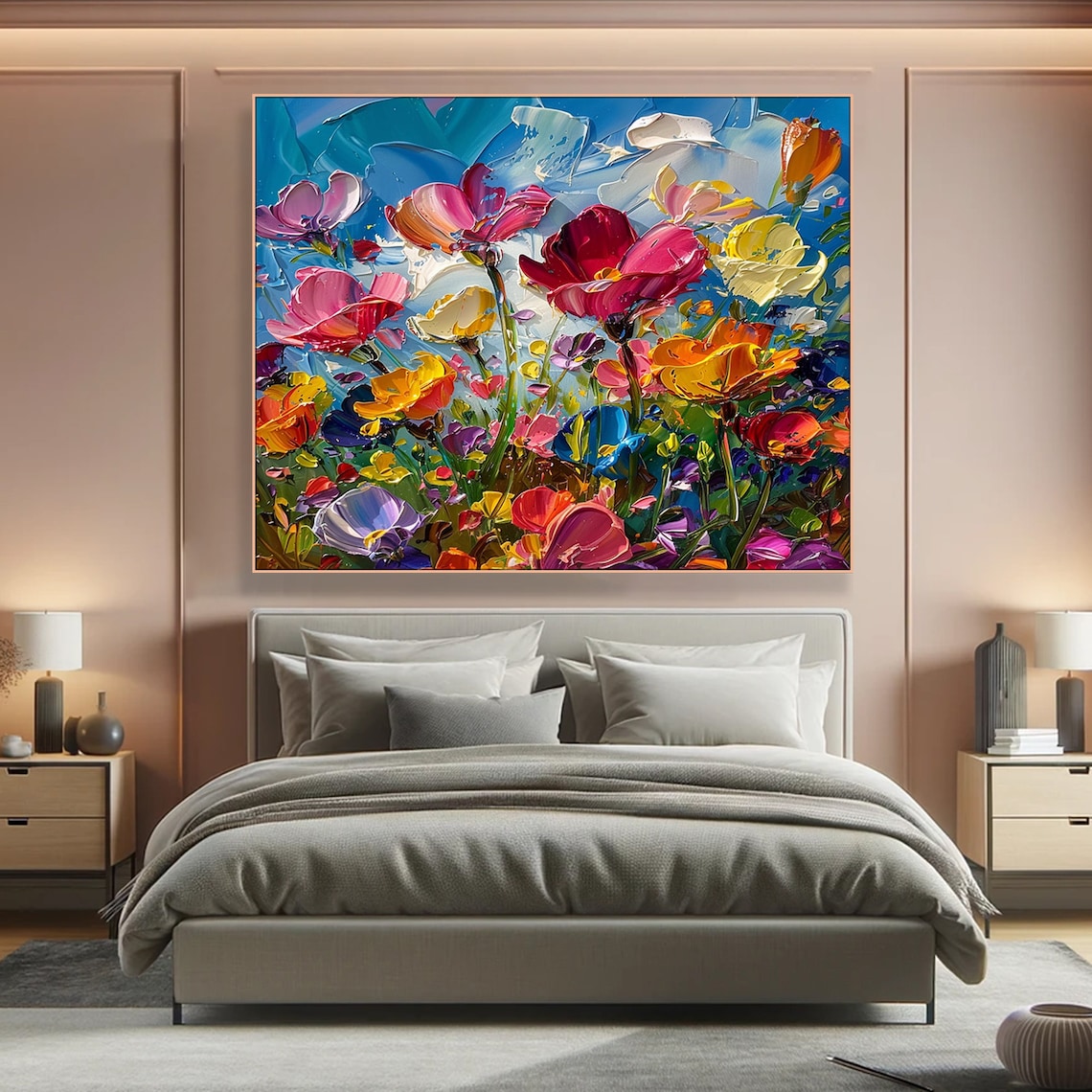Floral Impasto Art Print, Textured Acrylic Painting - Image 5