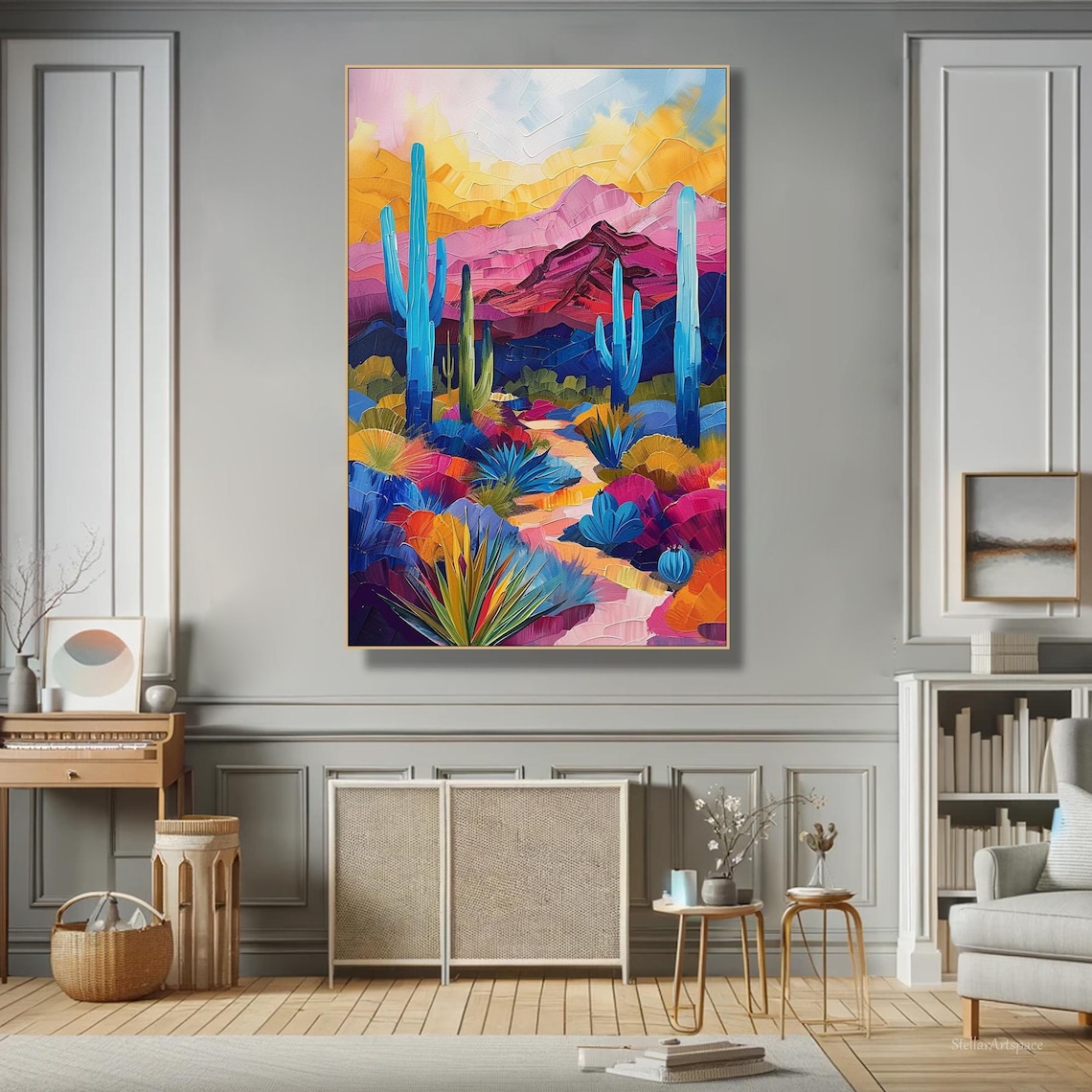 Abstract Cactus Flower, Modern Impressionist Art Print - Image 3