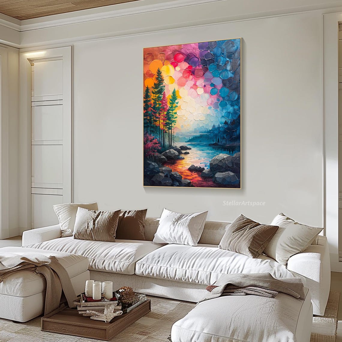 Pine Forest Colorful Starry Sky Mountain Stream Vertical Poster - Image 4