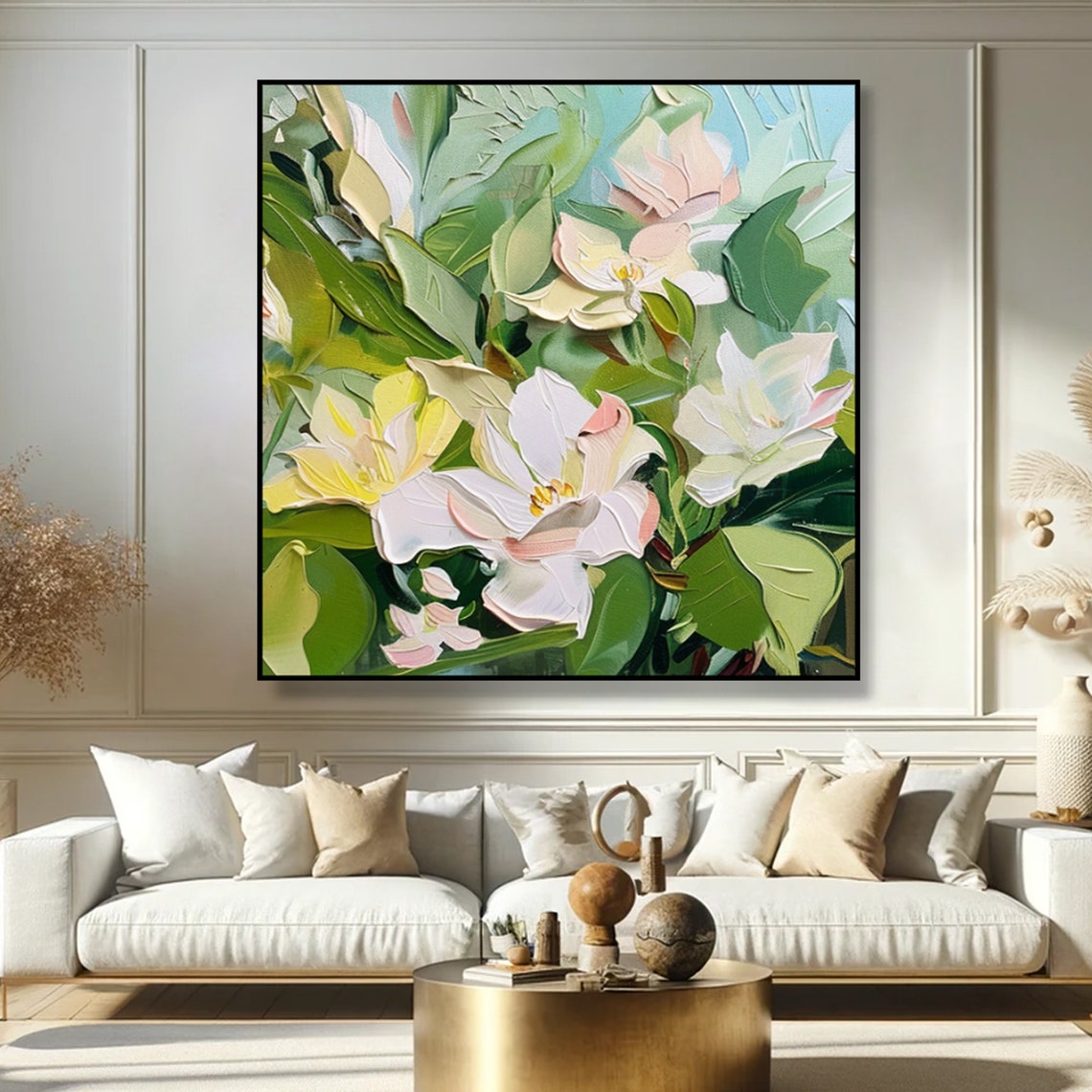 Pastel Blossom Spring Flowers Soft Pink Impasto Floral Art Poster - Image 2