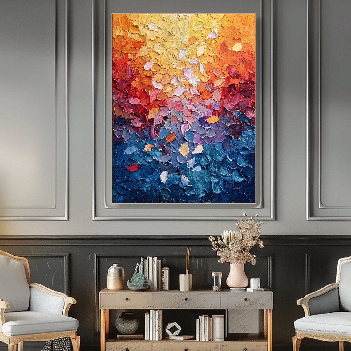 Abstract Textured 3D Impasto Art Print, Living Room - Image 2