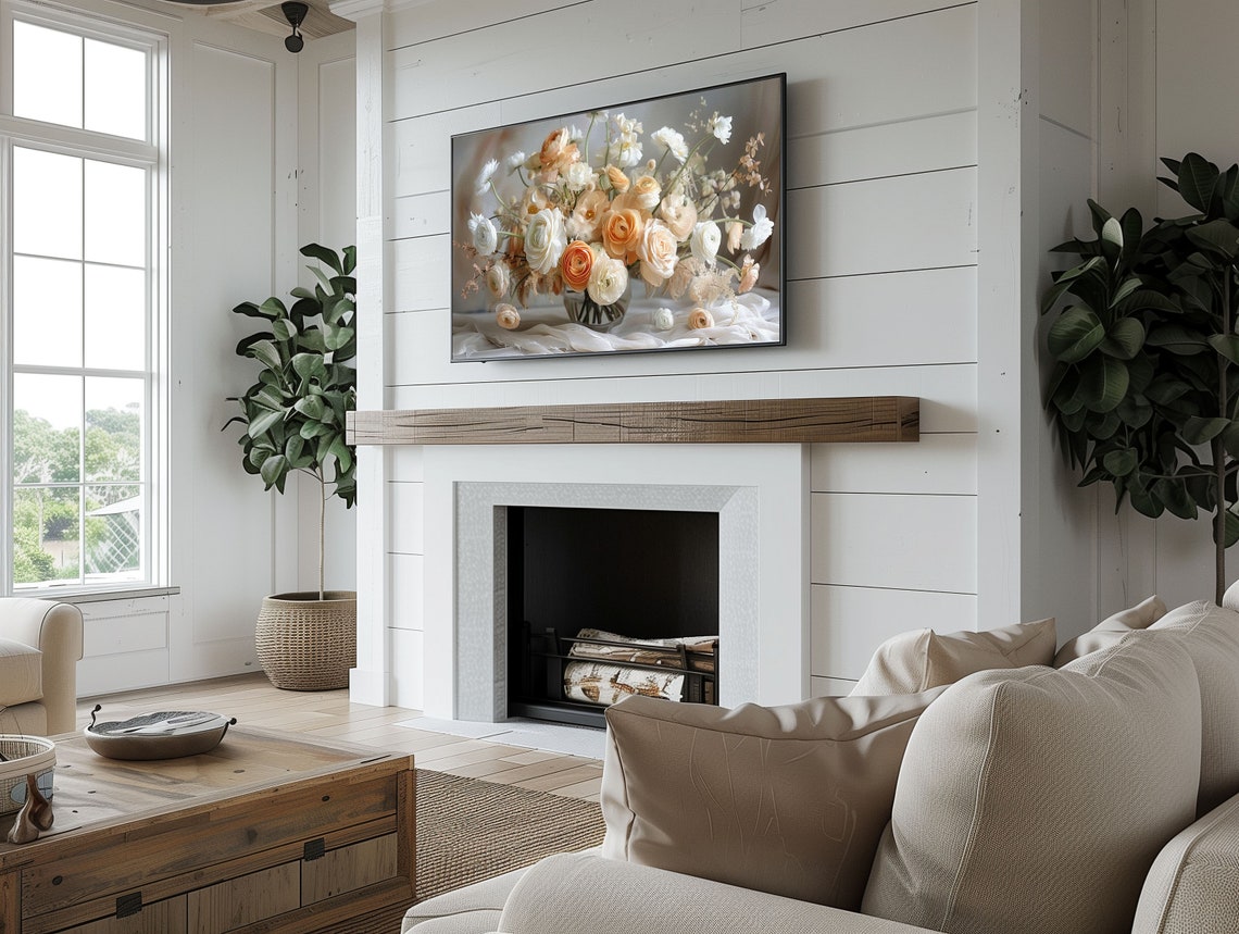 Frame Tv Art Mothers Day Frame Tv Bouquet In Vase Spring Tv Art Mothers Day Tv Art Tv Flowers Tv Spring Coral Floral - Image 2