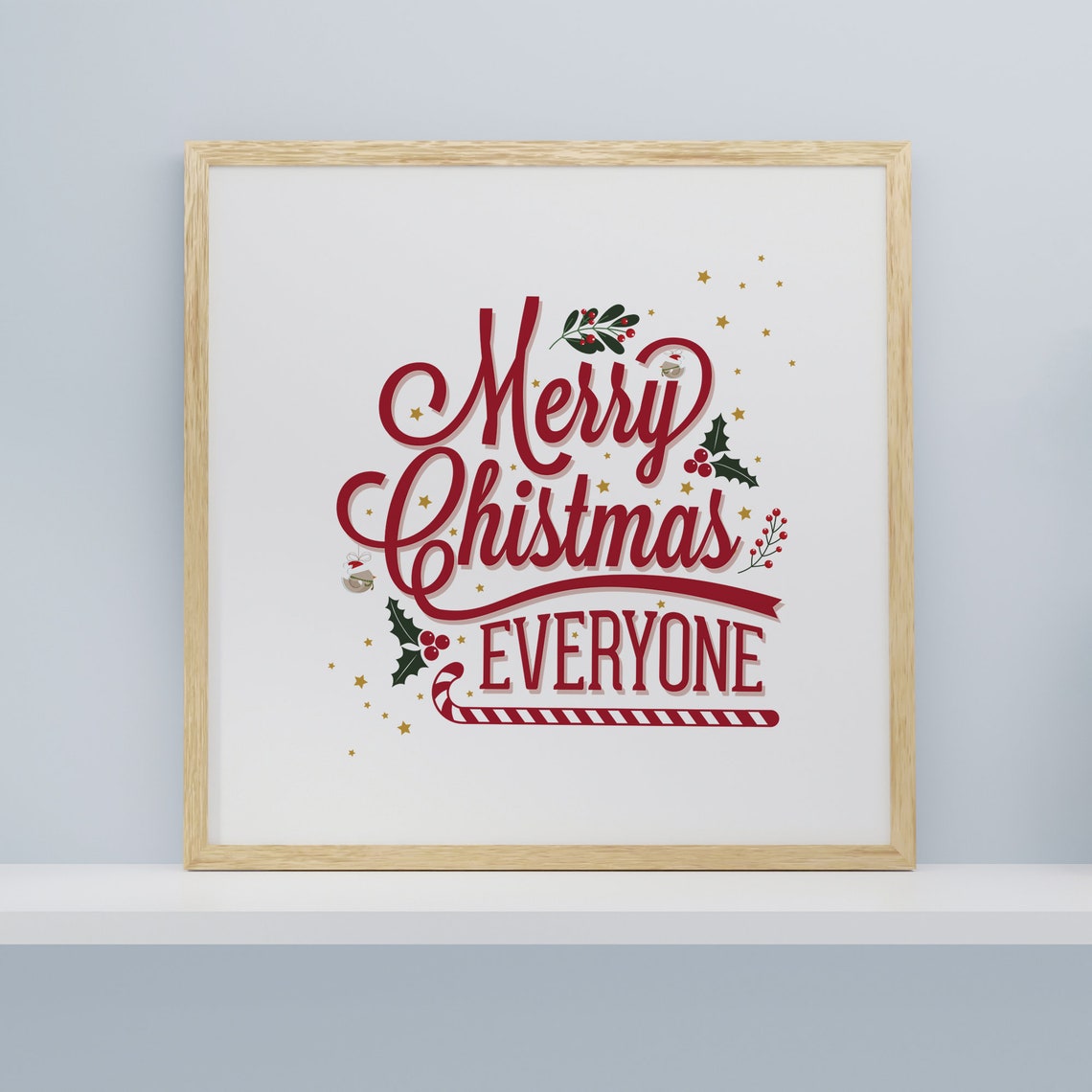 Merry Christmas Everyone Hand Lettered Red Script Holiday Poster - Image 3