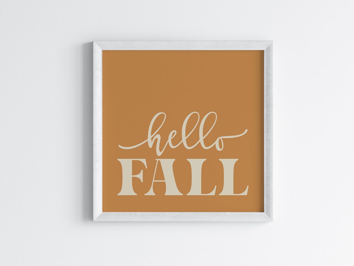 Hello Fall Caramel Cream Script Modern Autumn Typography Print - Image 3