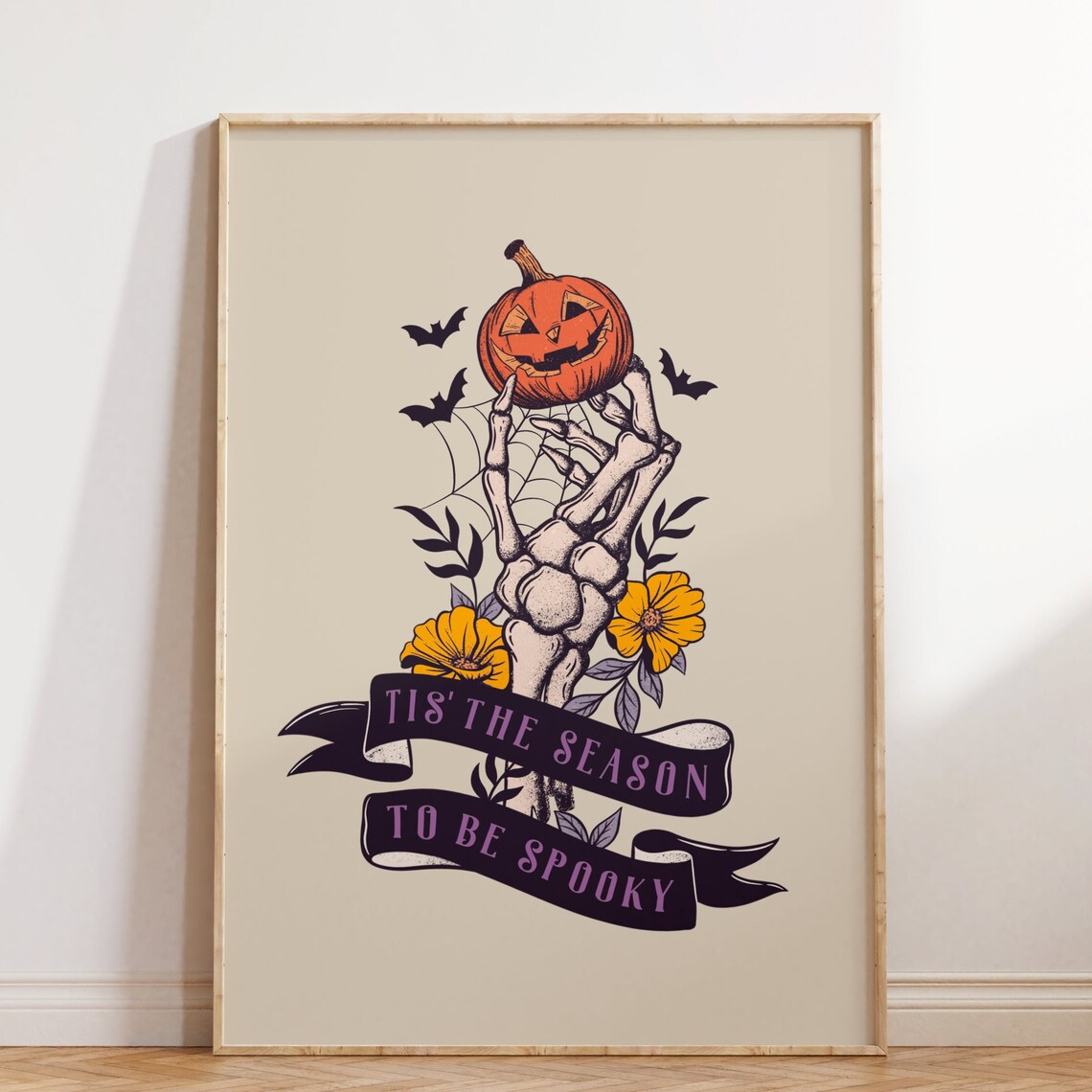 Tis The Season To Be Spooky Skeleton Pumpkin Halloween Poster