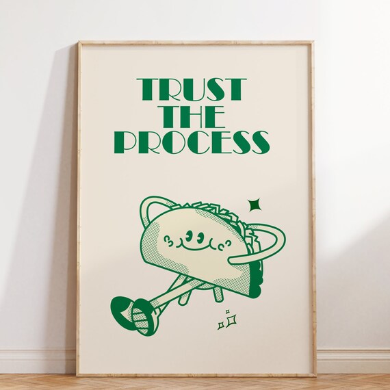 Cute Print Wall Art Retro Wall Art Trendy Poster Groovy Print Inspirational Print Wall Decor Retro Green Poster
