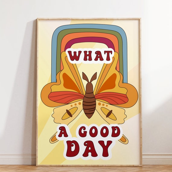 Retro Quote Wall Print Inspirational Print Butterfly Poster Wall Decor Art Hippie Poster Retro Wall Art