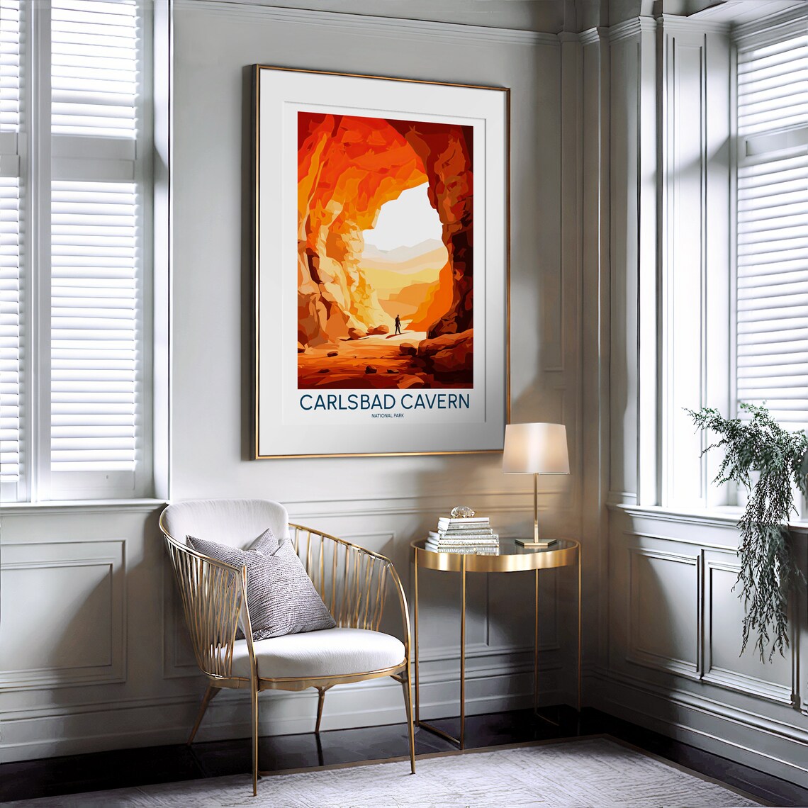 Carlsbad Cavern National Park Cave Entrance Hiker Vintage Travel Poster - Image 2