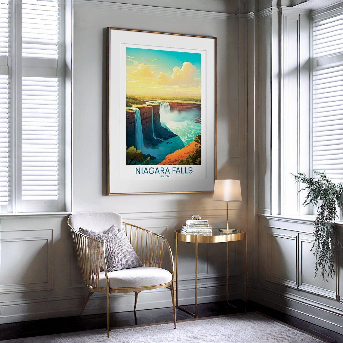 Niagara Falls New York Sunset Waterfall Vintage Travel Art Poster - Image 2