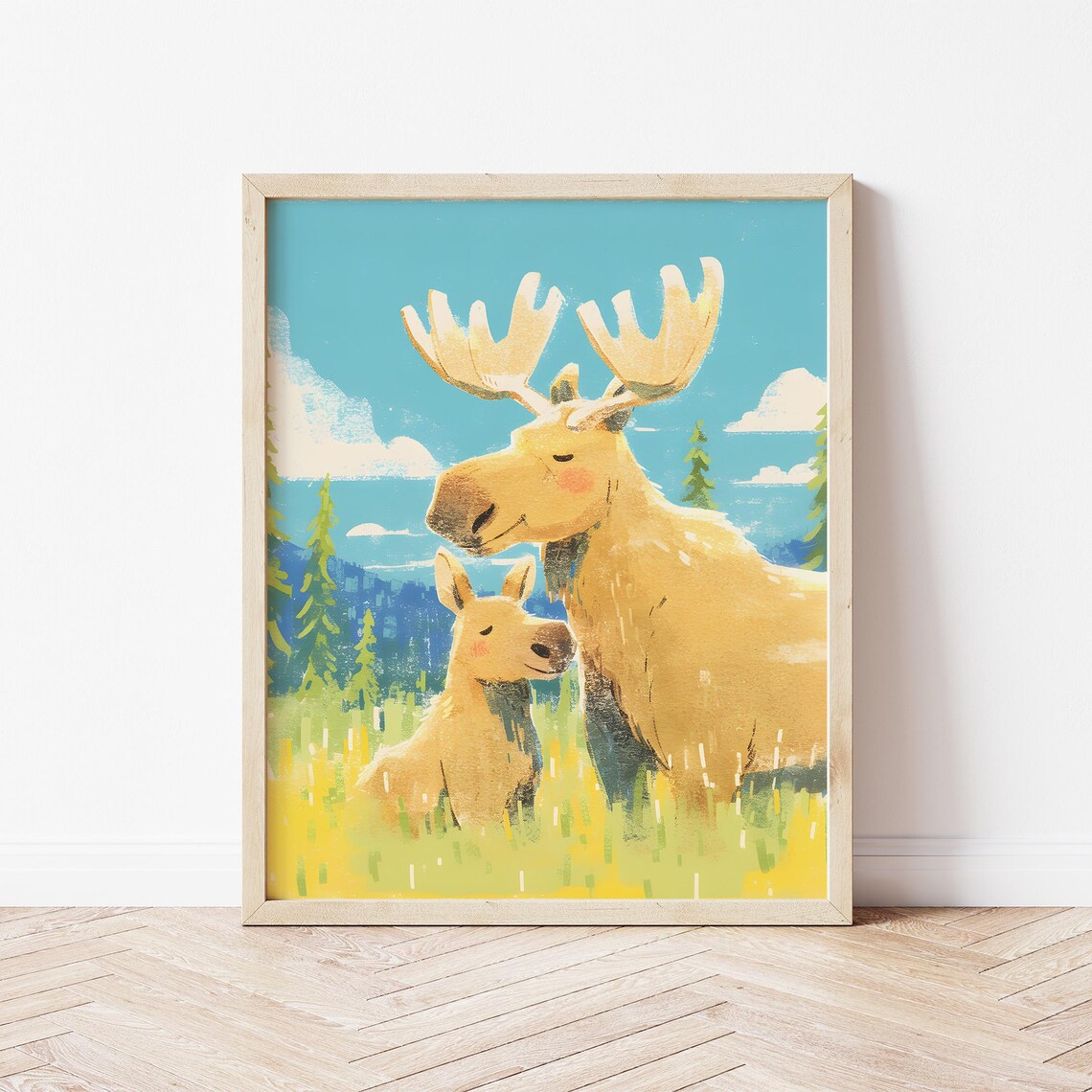Moose Family Illustration, Gender-Neutral Nursery Art Print - Image 2