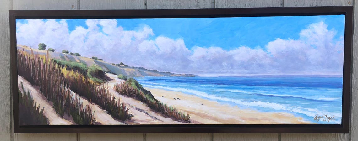 Santa Barbara Beach Dunes Grassy Path Ocean View Travel Poster