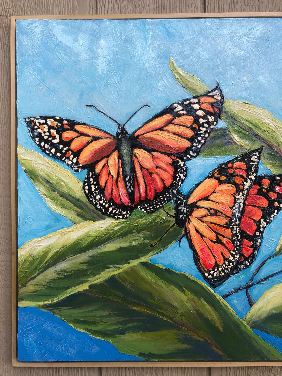 Monarch Butterflies Original 24x30 Oil Painting Framed Butterfly Painting On Framed - Image 3
