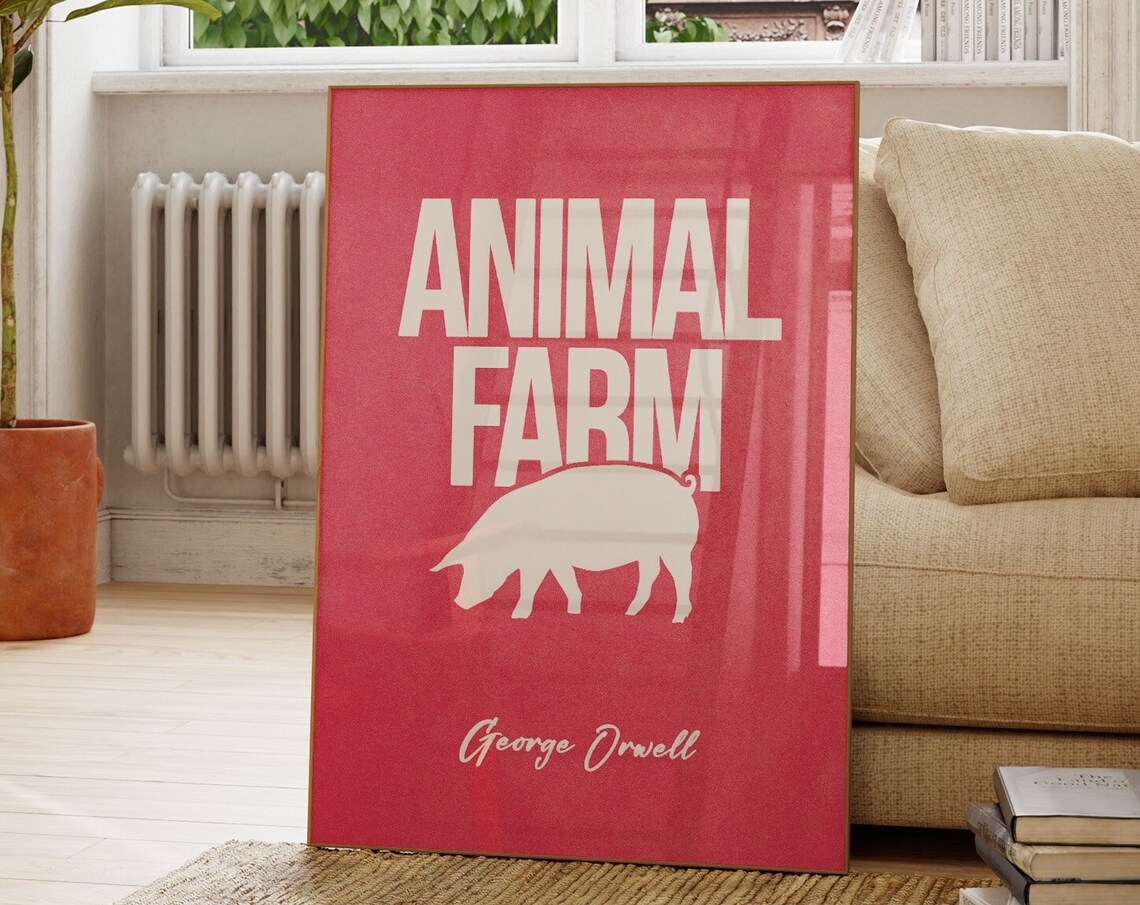 George Orwell Animal Farm Red Literary Classic Dystopian Art Poster