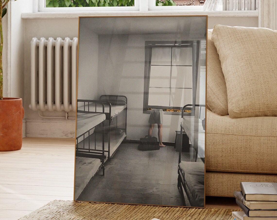 Child At Window Stark Room Black And White Minimal Surreal Art Poster