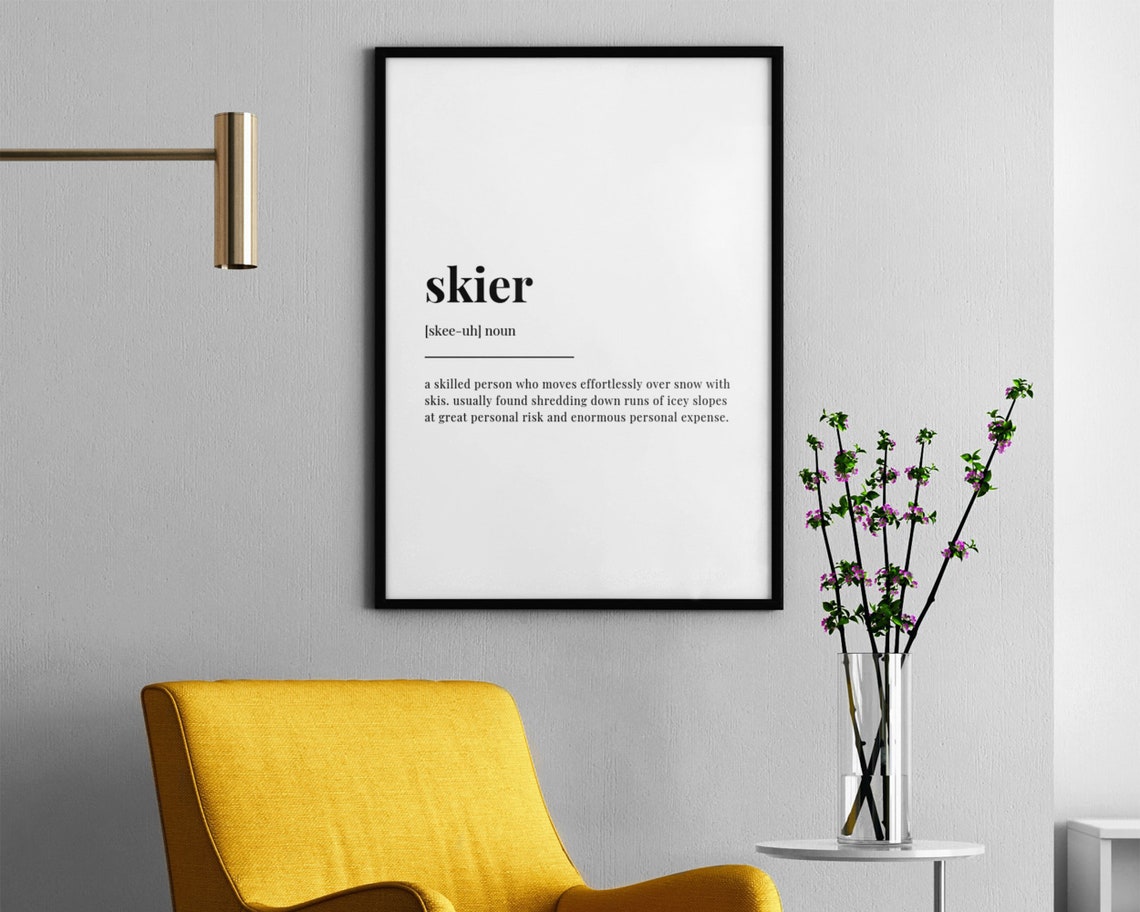 Skier Definition Meaning Wall Art Definition Print Home Decor Instant - Image 3