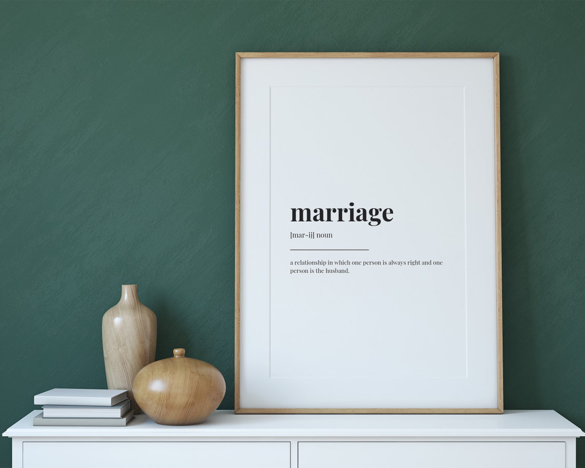 Marriage Definition Meaning Instant Gift For Married Couple Definition Print Wall Decor Home Decor Wall Art - Image 2