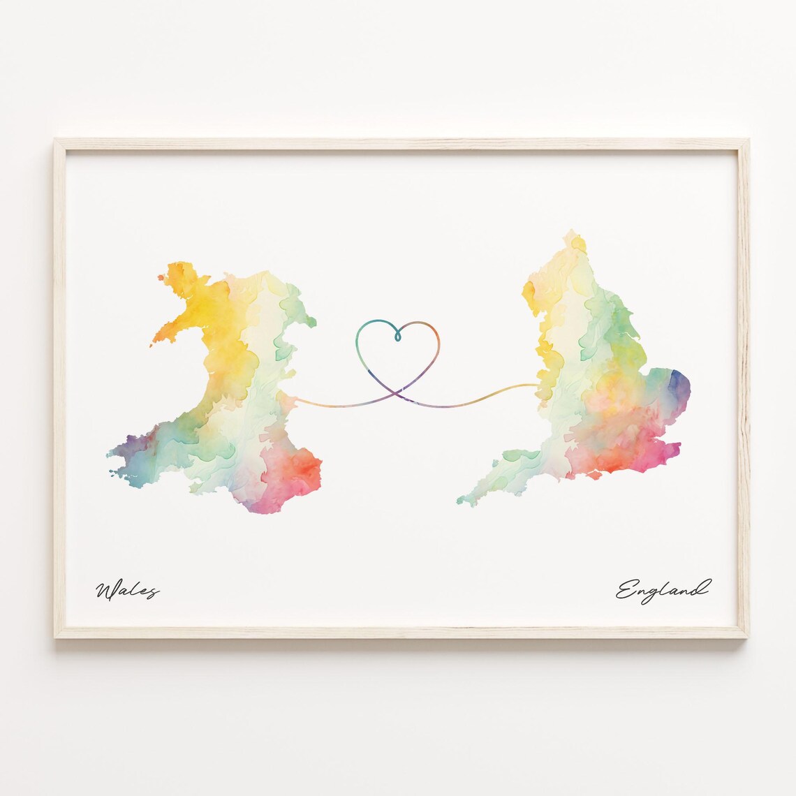 Wales To England Watercolor Map Art Print