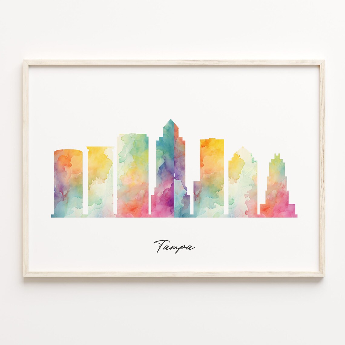 Tampa Florida Watercolor Skyline Cityscape Travel Gift Poster