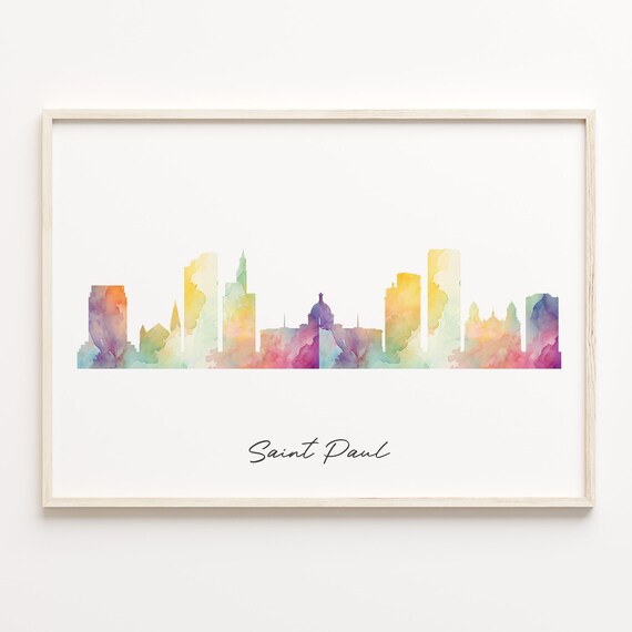 Saint Paul Minnesota Watercolor Skyline Cityscape Art Poster