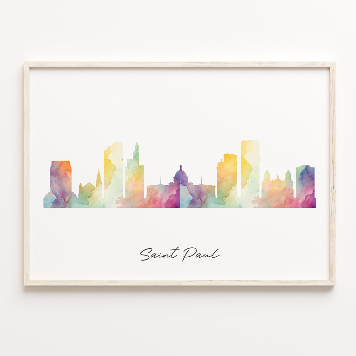 Saint Paul Minnesota Watercolor Skyline Cityscape Art Poster