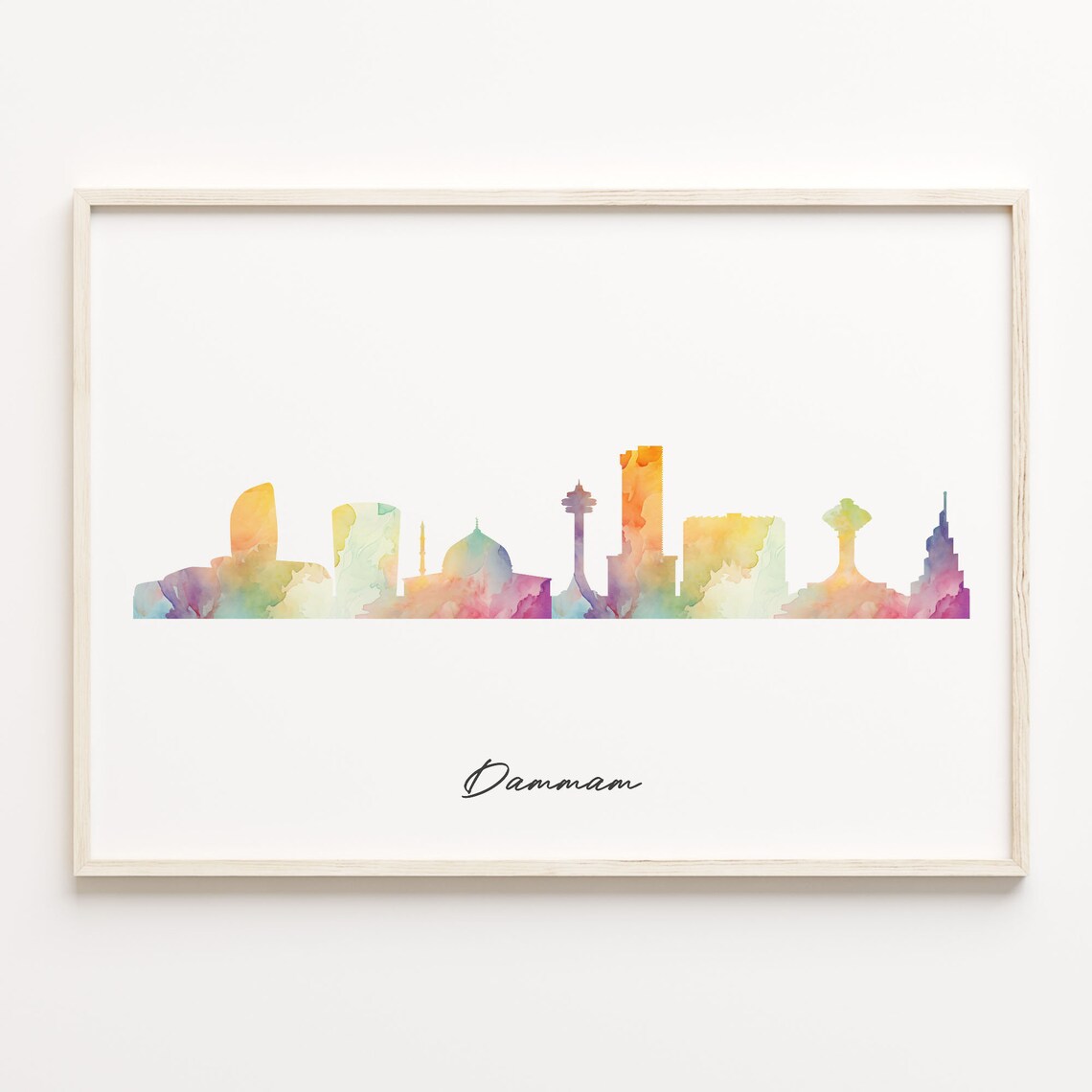 Dammam Watercolor Skyline Saudi Arabia Cityscape Travel Poster