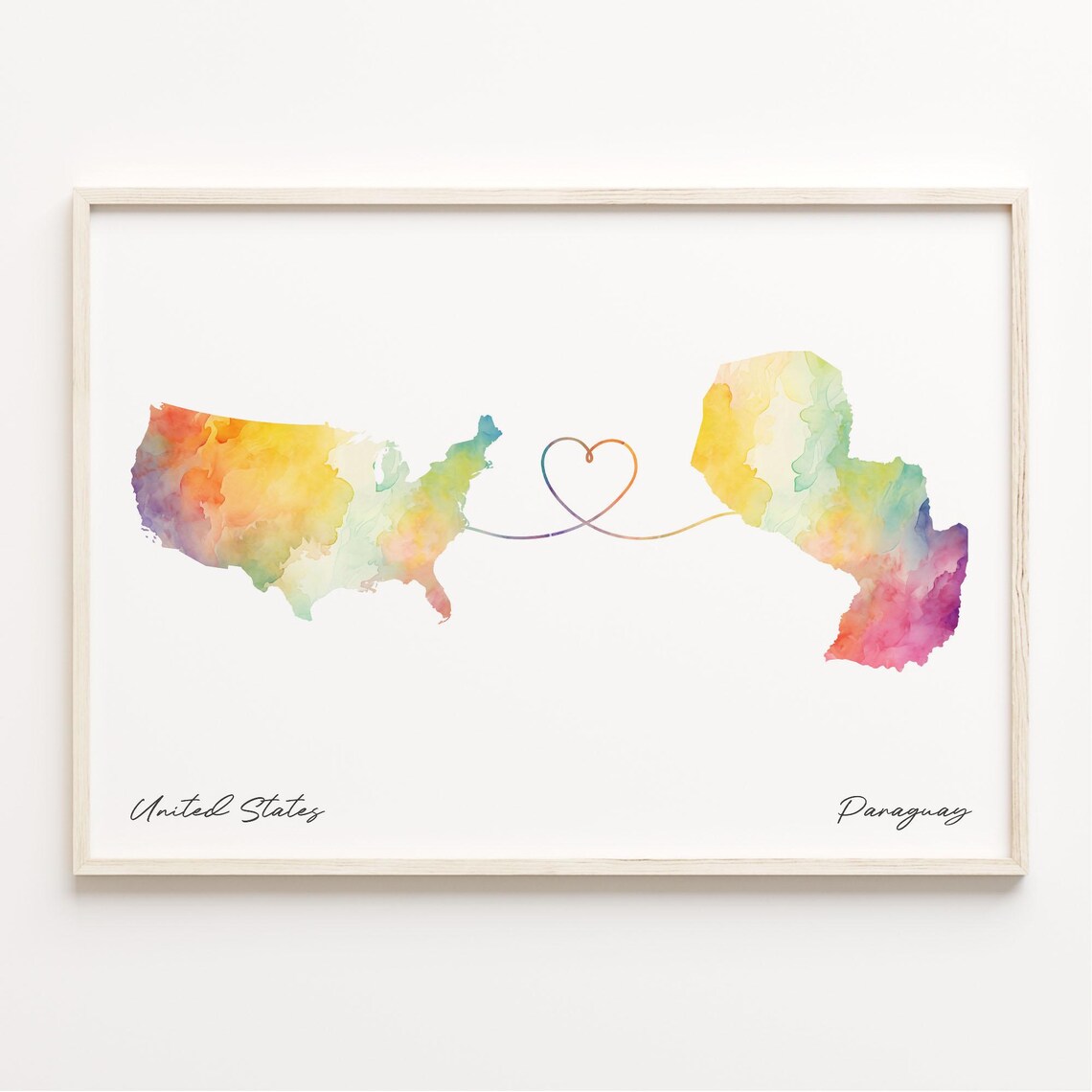 Us To Paraguay Watercolor Map Travel Poster