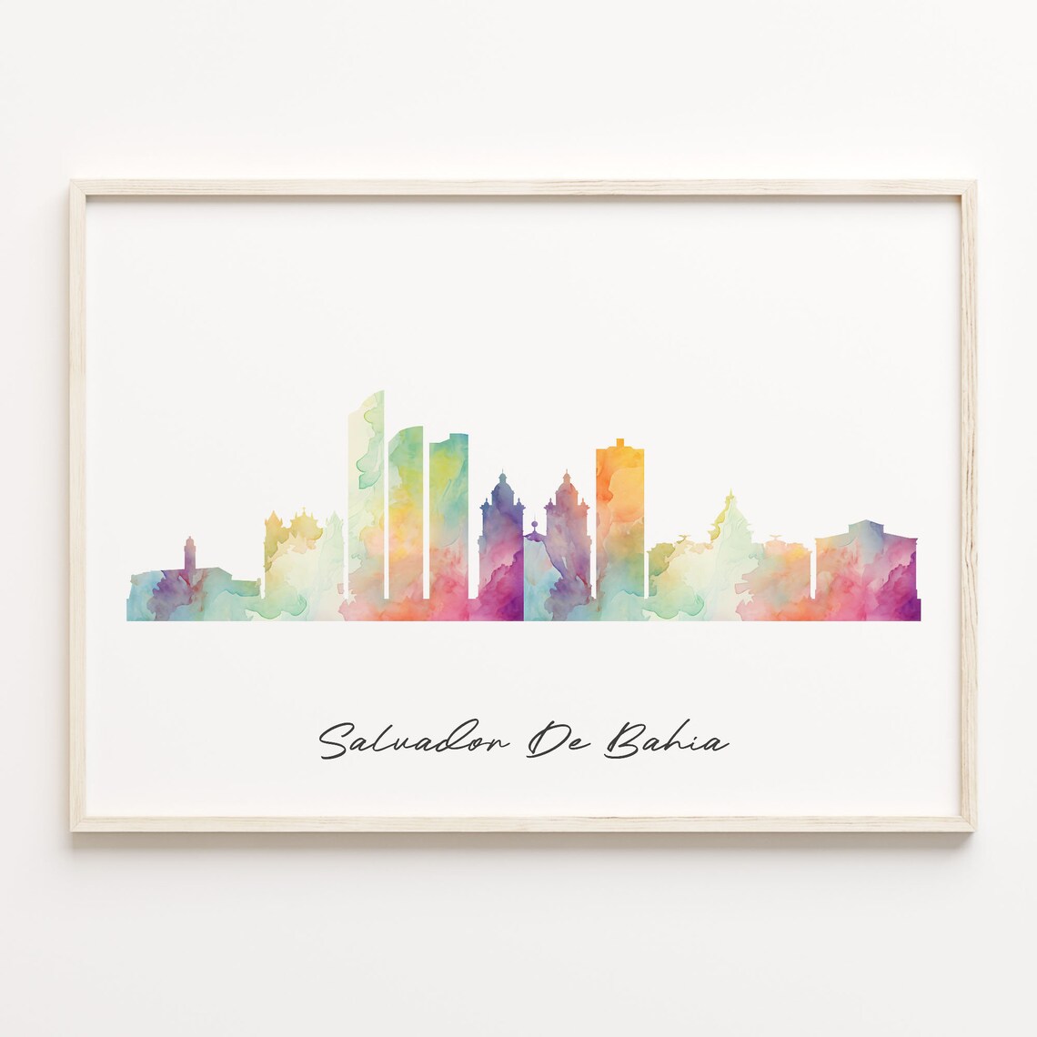 Salvador de Bahia Brazil Watercolor Skyline Cityscape Poster