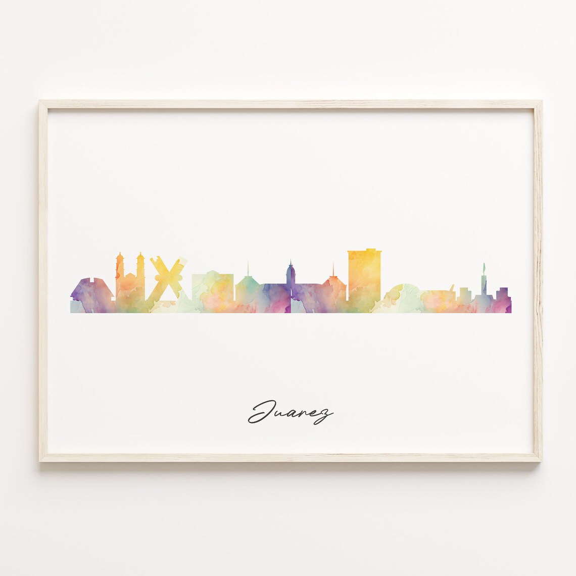 Juarez Mexico Watercolor Skyline Cityscape Travel Gift Poster