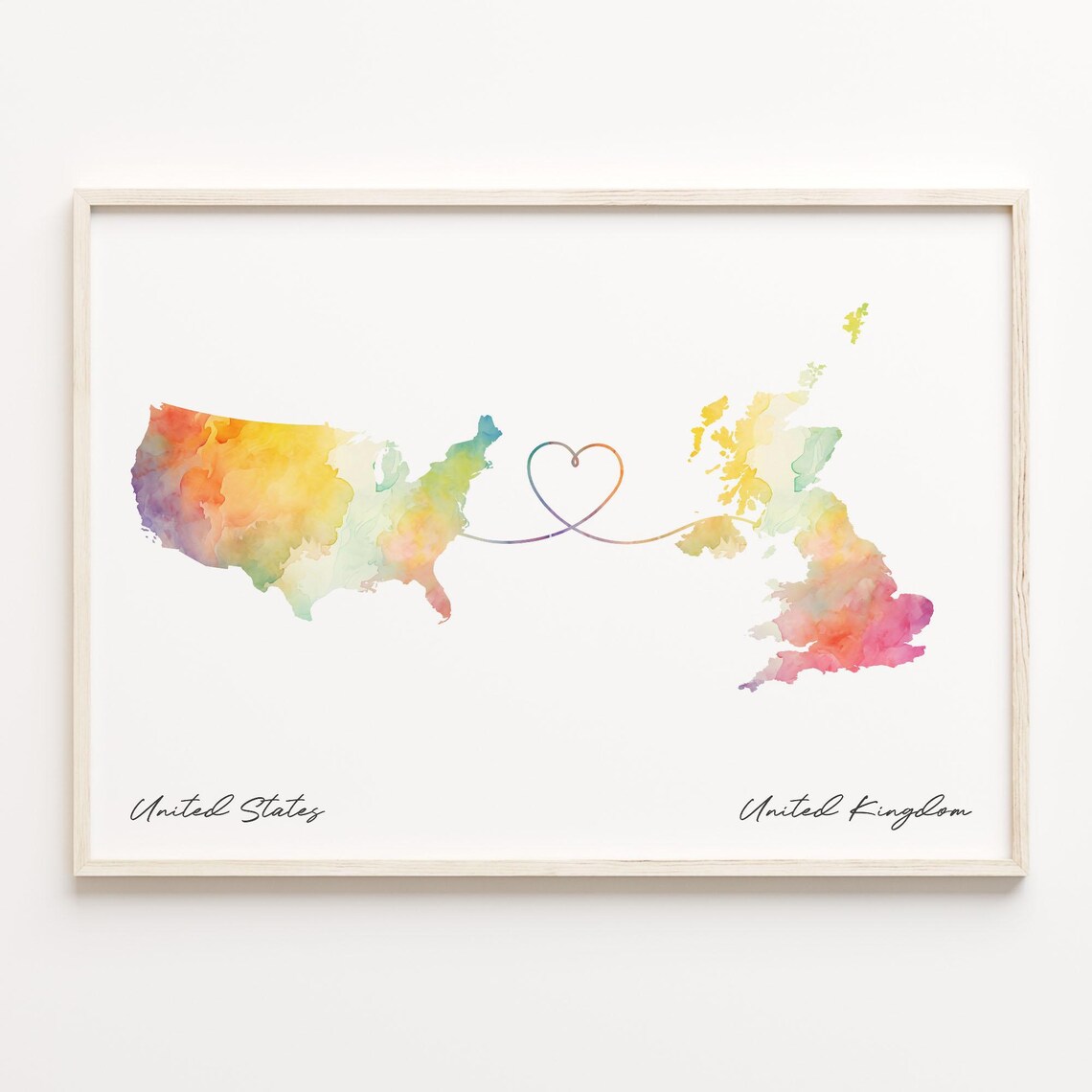 United Kingdom Watercolor Map Travel Poster