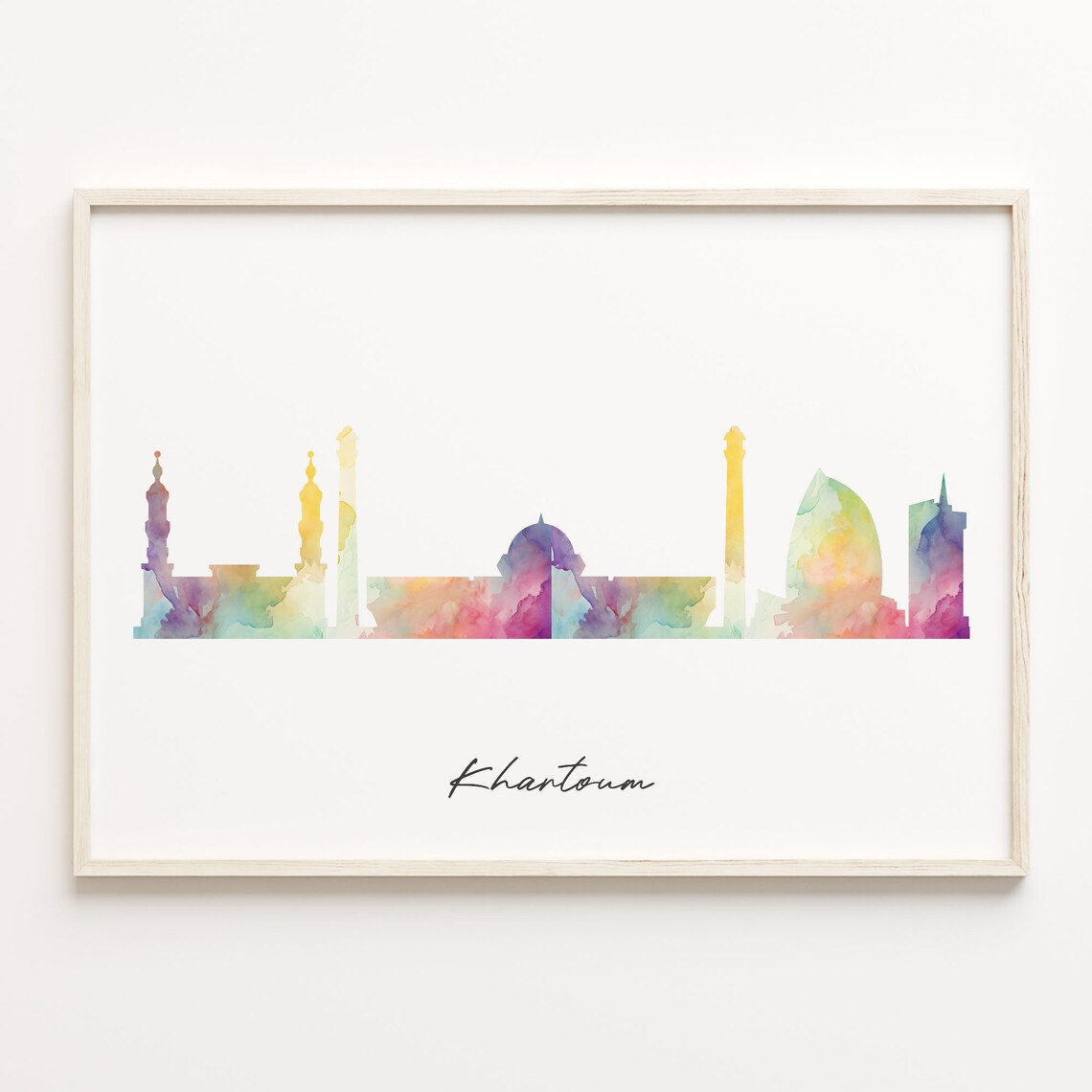 Khartoum Sudan Colorful Watercolor Cityscape Skyline Art Poster