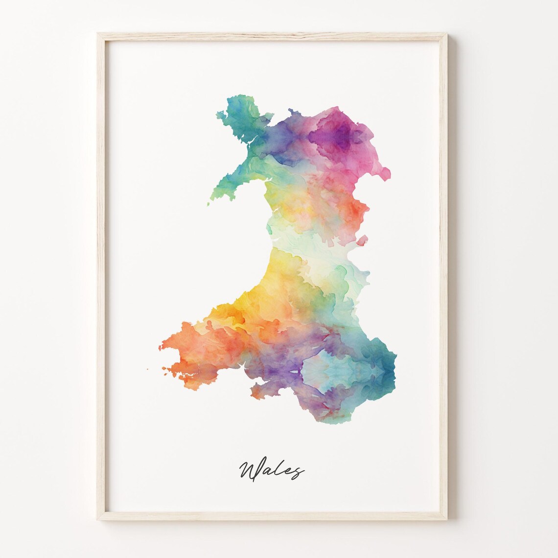 Wales Watercolor Country Map Vibrant Travel Art Decor Poster