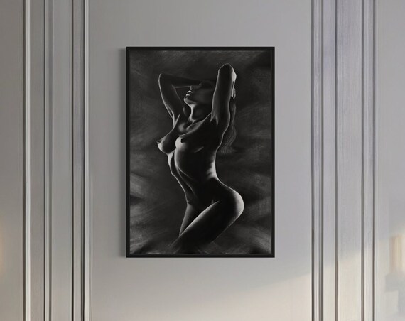 Black and White Nude Silhouette Sensual Figure Art Photography Poster