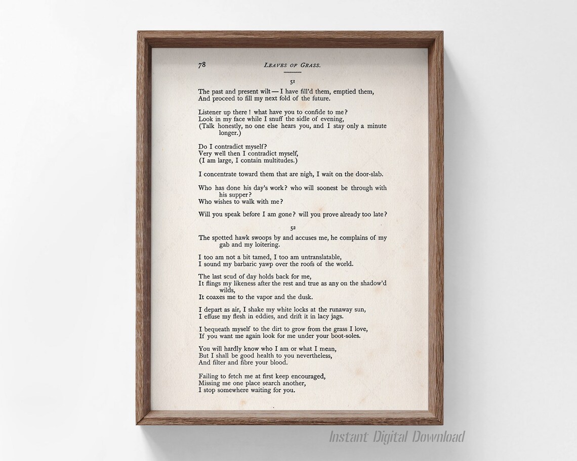 Song of Myself by Walt Whitman, 1881 Edition Print - Image 4