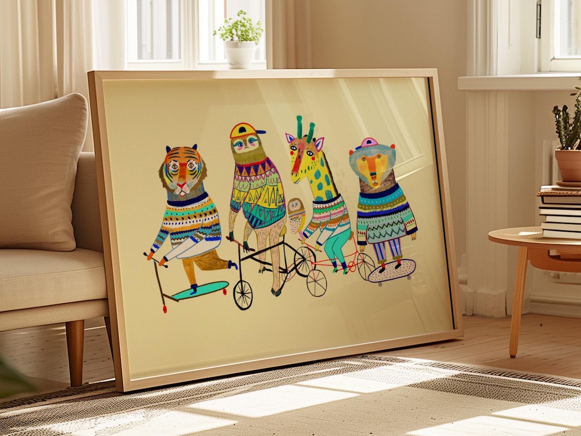Coolest Kids Animal Art Print, Nursery Decor