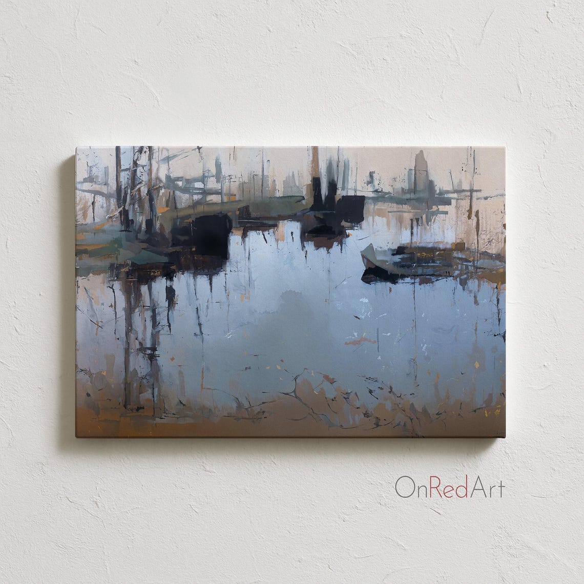Misty Landscape Art Print Abstract Waterfront Painting