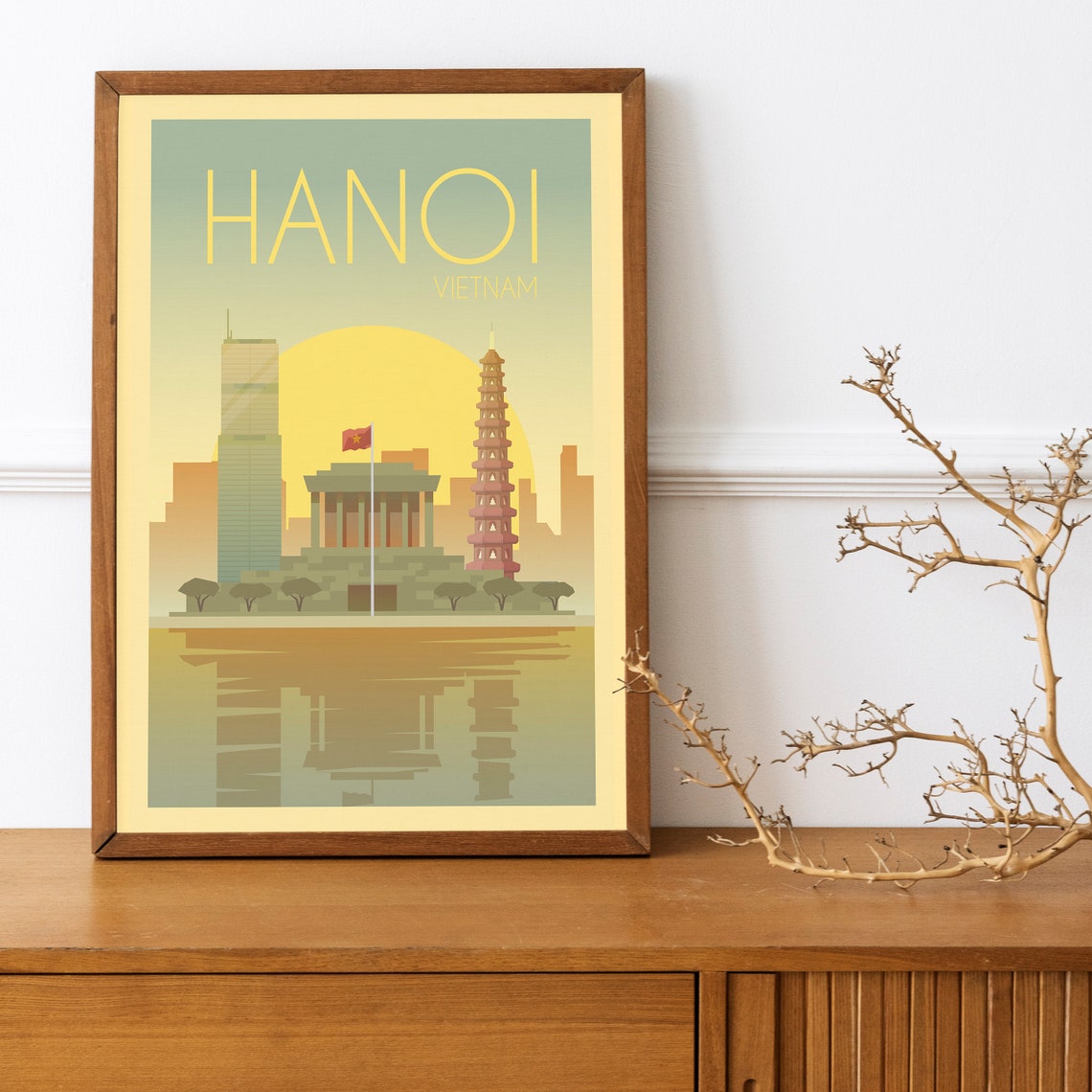 Hanoi Vietnam Travel Poster Hanoi Vietnam Wall Art Print Hanoi Travel Print Hanoi Vietnam Trave Lillustration Poster Art - Image 4