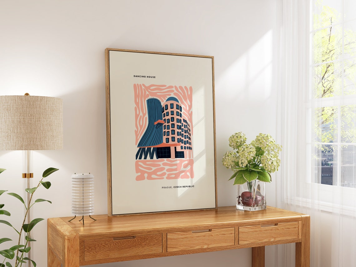 Dancing House Prague Poster Old Town Of Prague Print Prague Czech Republic Dancing House Travel Poster Travel Print Exhibition Trendy Art - Image 5