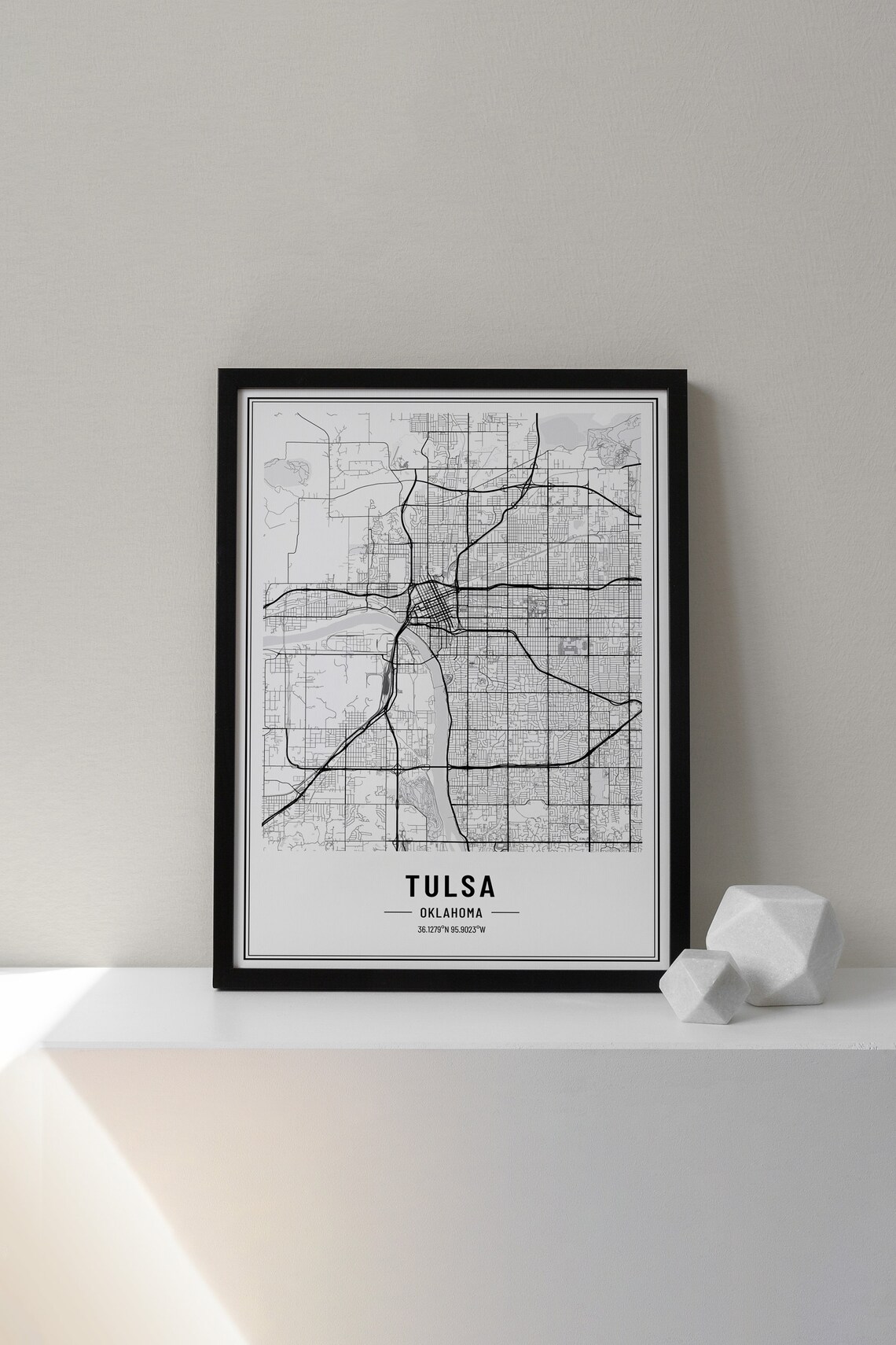 Tulsa Oklahoma City Street Map Minimalist Black and White Poster - Image 3
