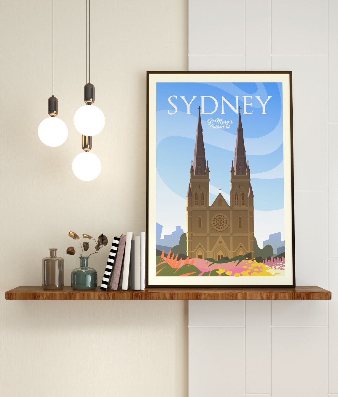 Sydney St Mary's Cathedral Australia Twin Spires Church Wall Poster - Image 3