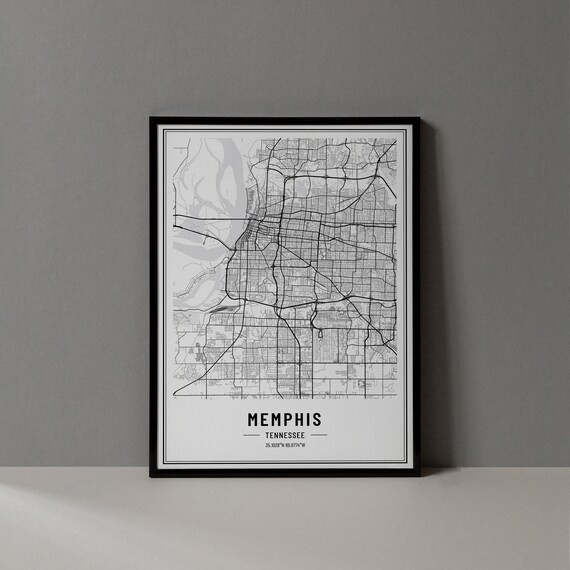 Memphis Tennessee City Map Minimalist Street Line Art Wall Poster