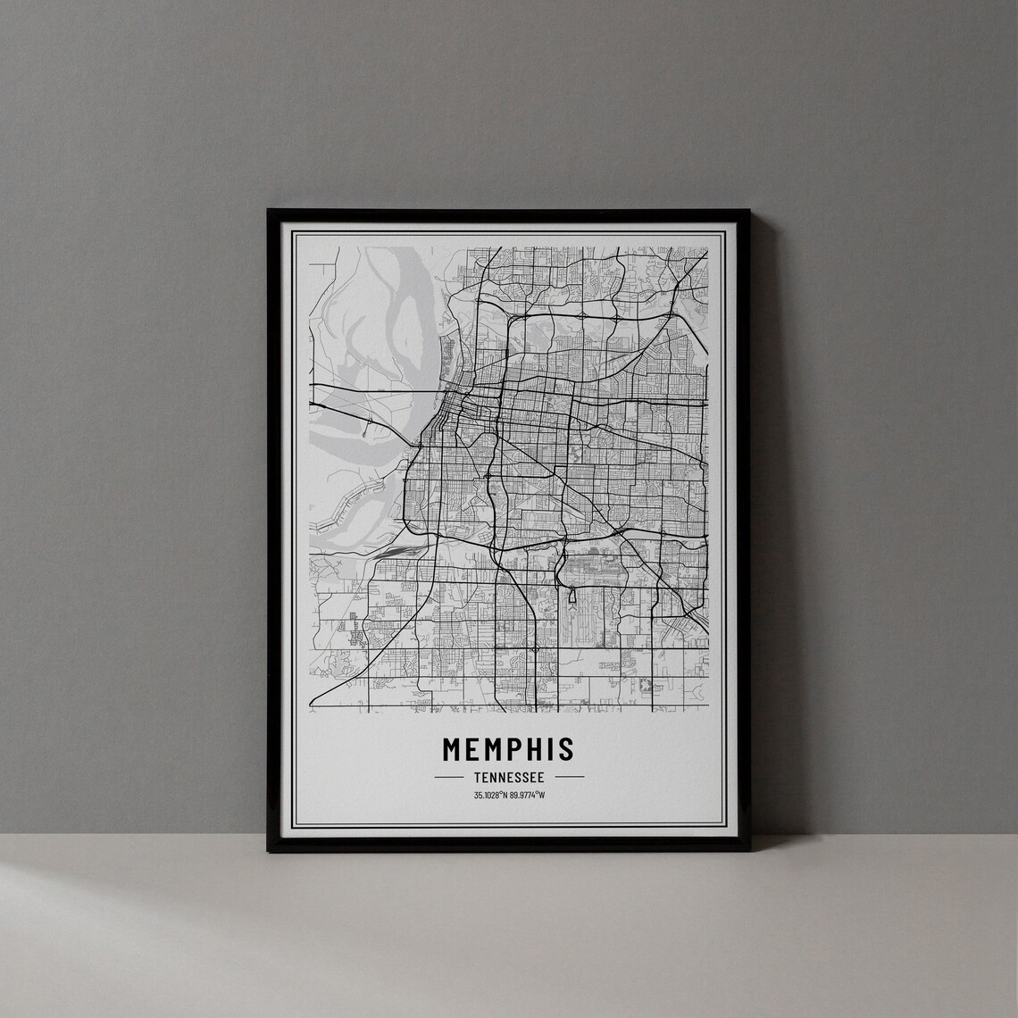 Memphis Tennessee City Map Minimalist Street Line Art Wall Poster