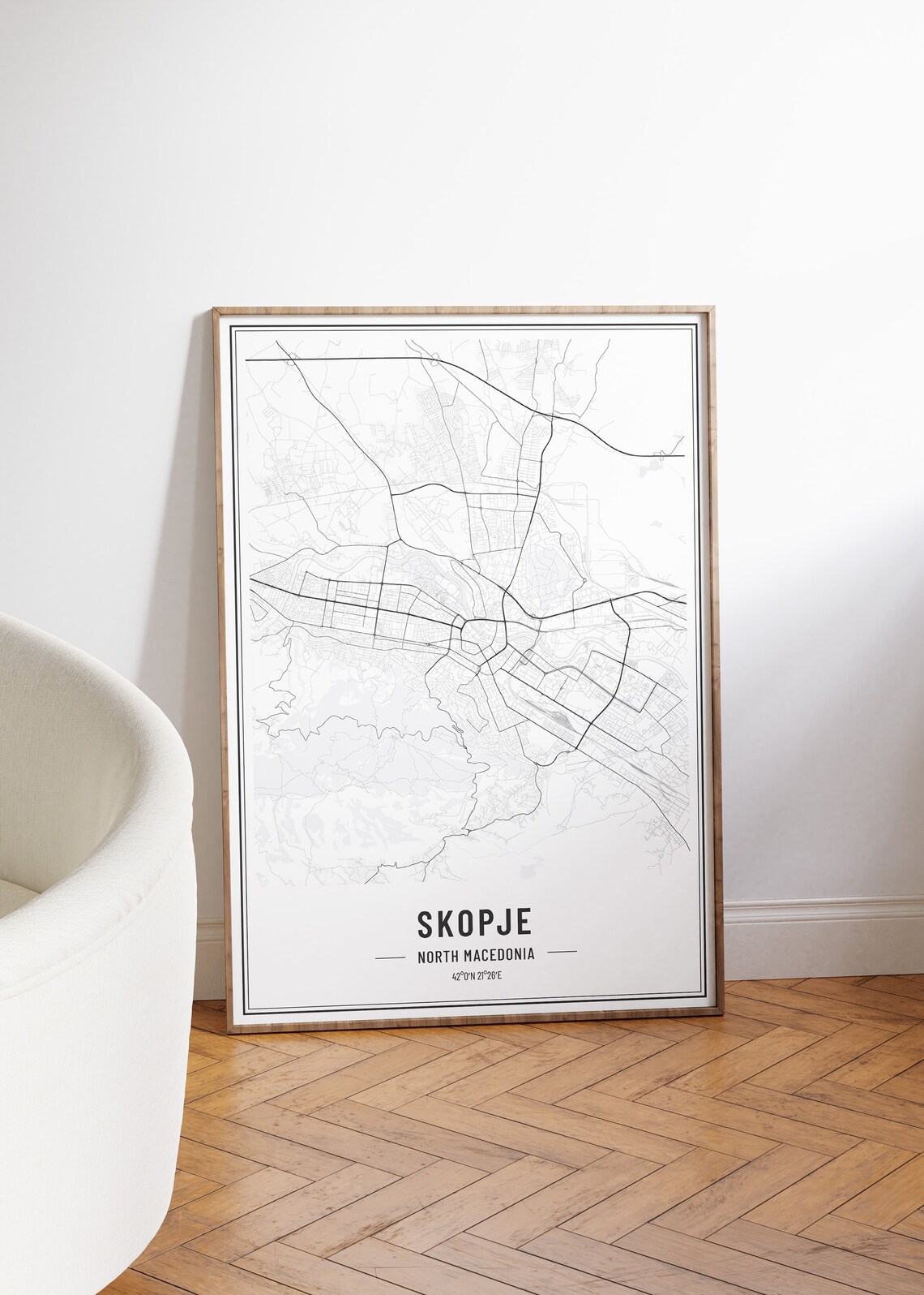 Skopje North Macedonia Minimalist City Street Map Art Poster - Image 4